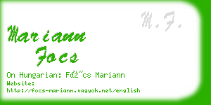 mariann focs business card